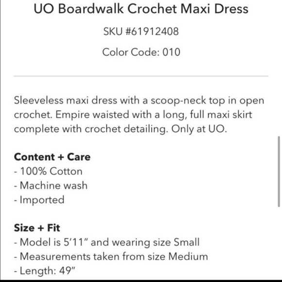 UO Boardwalk Crochet Maxi Dress size M - Picture 6 of 9